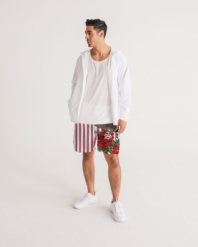 Flowers And Stripes Masculine Jogger Shorts