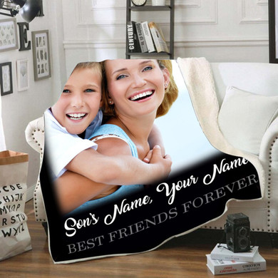FOREVER BEST FRIENDS SON AND MOTHER PERSONALIZED BLANKET