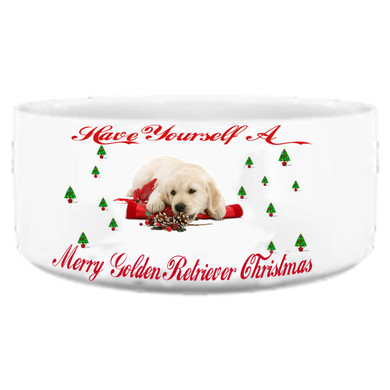 PERSONALIZED GOLDEN RETRIEVER DOG BED AND BOWL