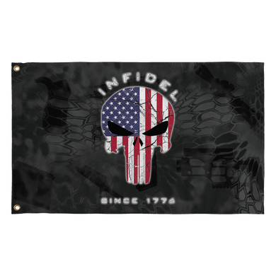 LIMITED EDITION 3x5 Exclusive American Flag Punisher Infidel Flag - 50% OFF WHILE SUPPLIES LAST!