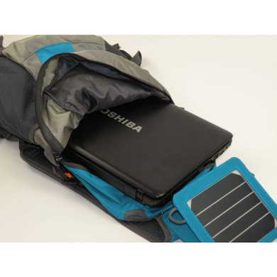 Solar panel Backpack 35L with Power Bank 6.5W color Teal Blue