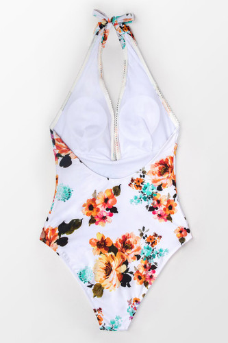 TIE WAIST FLORAL ONE-PIECE SWIMSUIT