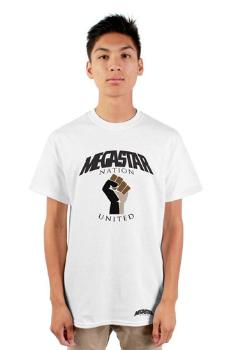 Megastar Nation United Fist  - Mens White T-Shirt