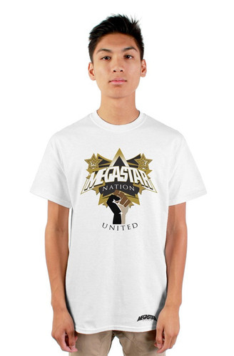 Megastar Nation United Shield - Mens White T-Shirt