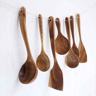 Natural Wood Kitchen Spoon 7pcs/set