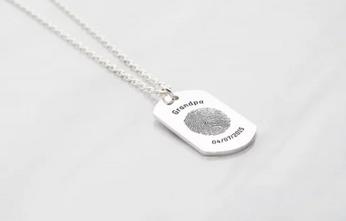 Fingerprint Dog Tag Necklace