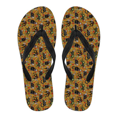 Cat Sugar Skull Flip Flops