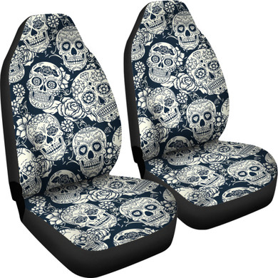 Black & White Sugar Skull II Car Seat Covers
