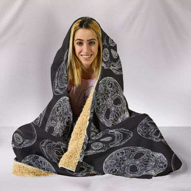 Black Sugar Skull II Hooded Blanket