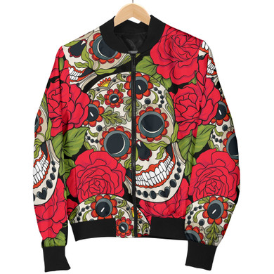 Rose Sugar Skull Women's Bomber Jacket