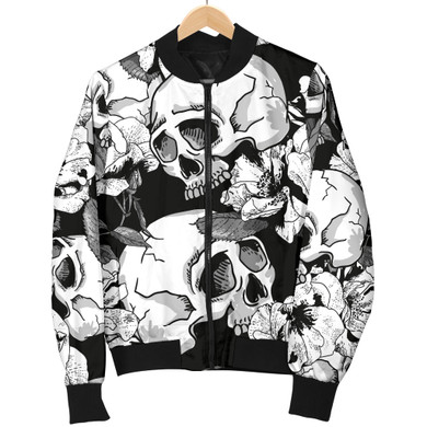 Black & White Skull Women's Bomber Jacket