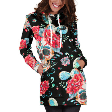 Black & Red Skull Women's Hoodie Dress