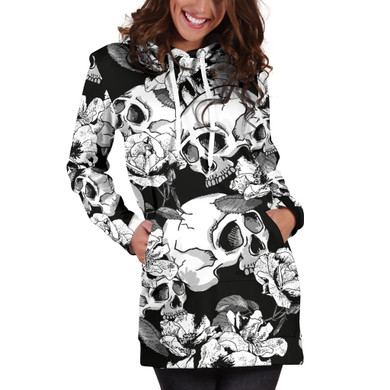 Black & White Skull Women's Hoodie Dress