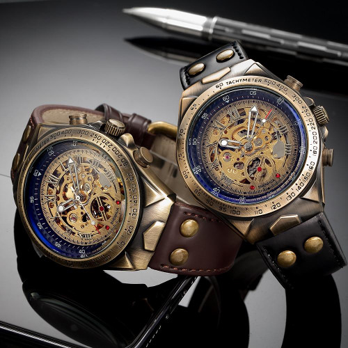 Leather Mechanical  Automatic Steampunk Watch