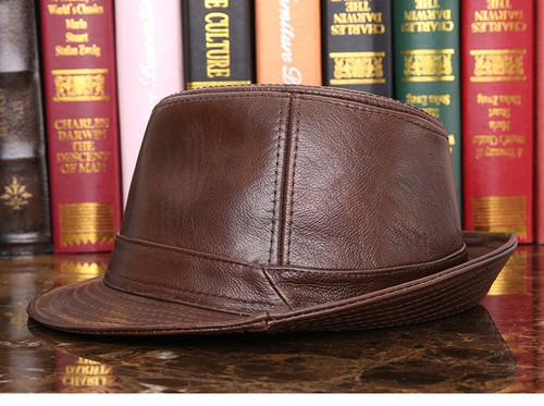 Genuine Leather Jazz Fedora Hat