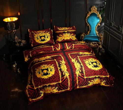 Versace Medusa Bedding Set Duvet Cover Bed Sheet Pillowcase Palace Luxury Velvet