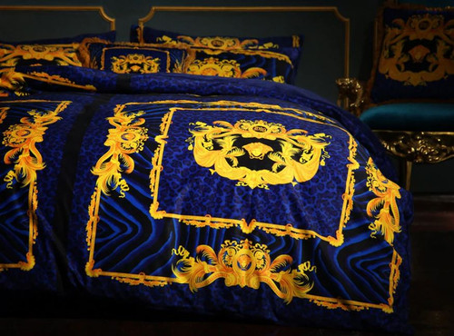 Versace Medusa Bedding Set Duvet Cover Bed Sheet Pillowcase Palace Luxury Velvet