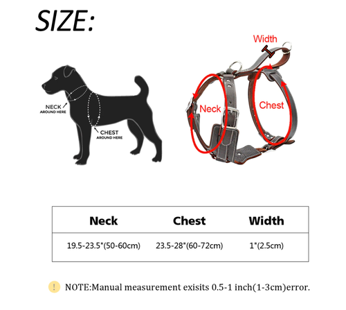 Real Leather Dogs Pet Training Vest With Quick Control Handle