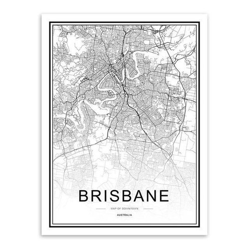 City Maps Black & White Design Wall Art