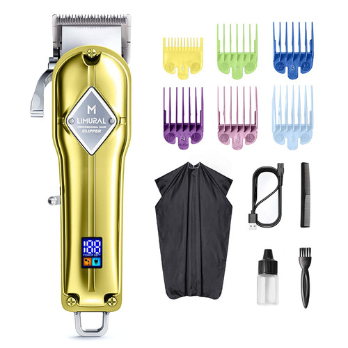 for Hair Cutting Beard Trimmer Barbers Grooming Kit Rechargeable, LED Display, Silver