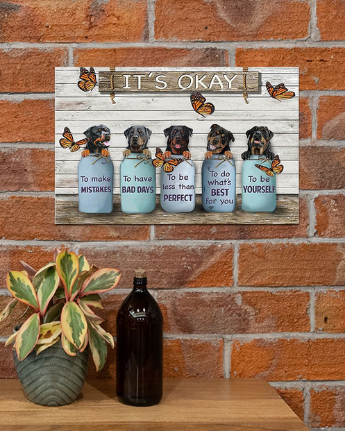 Butterfly & Rottweiler It's Okay Quotes Poster Vintage Wall Art Decor Gifts For Friends