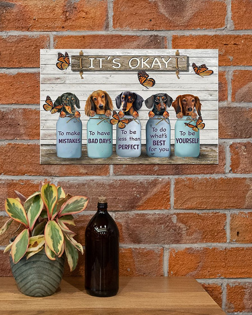 Dachshunds It's Okay Wooden Vintage Poster Inspirational Home Decor Wall Art Print Poster