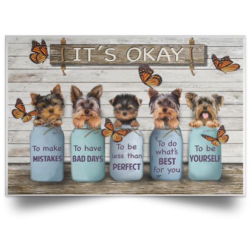 Yorkies It's Okay Quotes Wood Wall Art Poster Inspirational Quotes For Yorkie Lovers