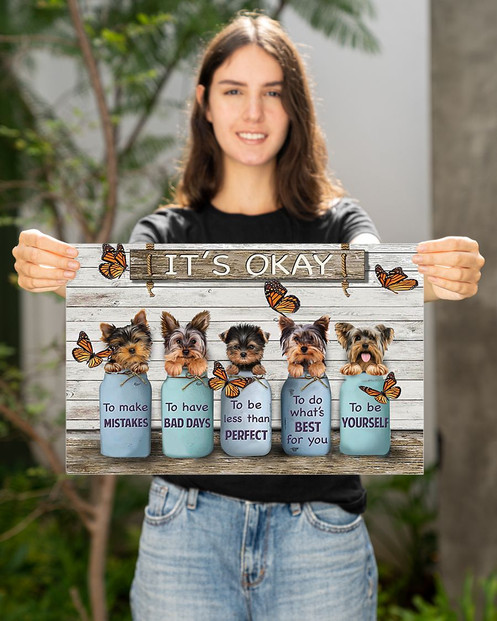 Yorkies It's Okay Quotes Wood Wall Art Poster Inspirational Quotes For Yorkie Lovers