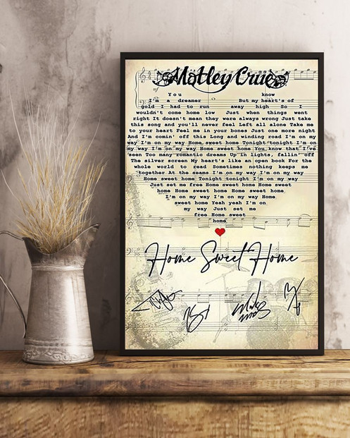 Motley Crue Home Sweet Home Lyric Poster Signature Wall Art Decor