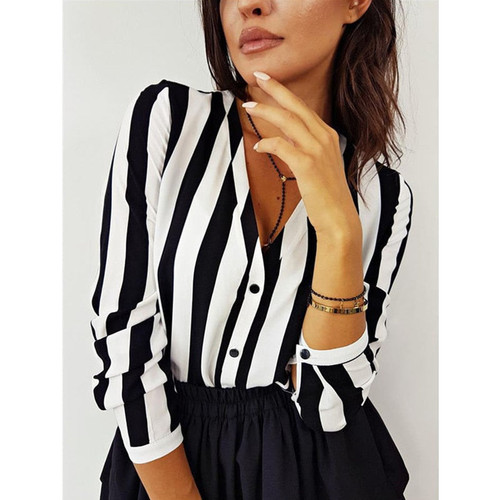 Black and White Striped Blouse