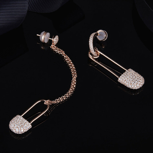 Luck Lock Created Diamond Chain Drop Earrings