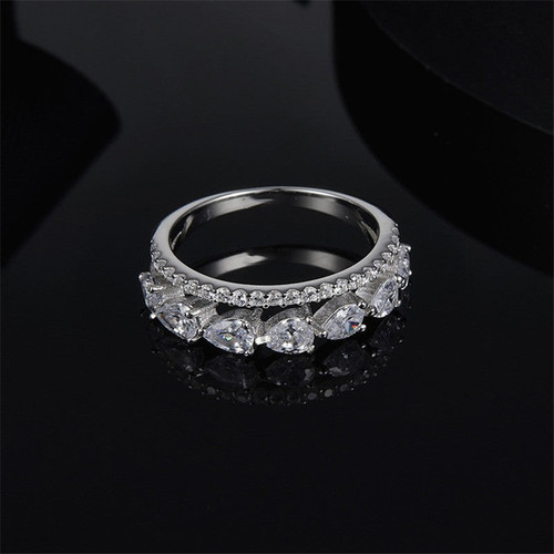 S925 Sterling Silver Created Diamond Fashion Personalized Dinner Ring