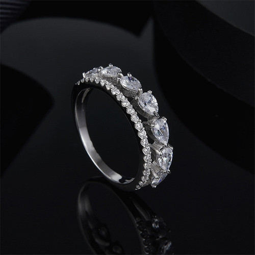 S925 Sterling Silver Created Diamond Fashion Personalized Dinner Ring