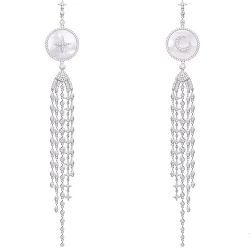 Moon Beads Long Dangle Trendy Earrings