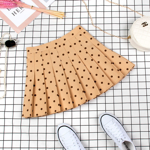 Kawaii polka dot high waist pleated skirt