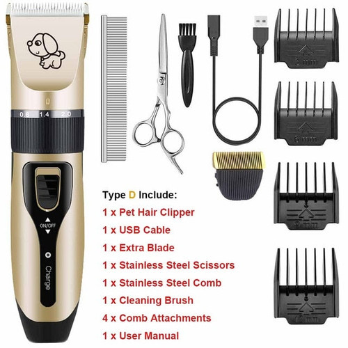 Rechargeable Low-Noise Hair Trimmer Grooming Kit for Pets