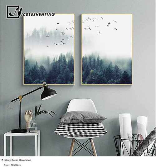 Forest Landscape Wall Art Canvas Poster Decorative Picture for Living Room