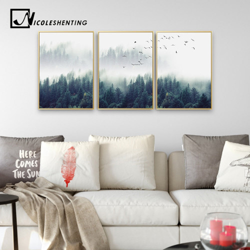 Forest Landscape Wall Art Canvas Poster Decorative Picture for Living Room