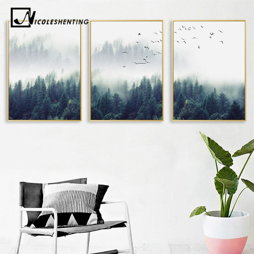Forest Landscape Wall Art Canvas Poster Decorative Picture for Living Room
