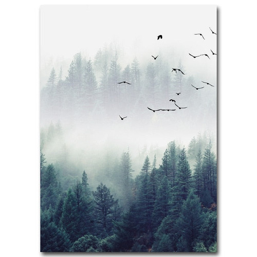 Forest Landscape Wall Art Canvas Poster Decorative Picture for Living Room