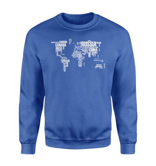 World Map (Text) Designed Sweatshirts