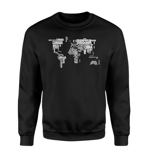 World Map (Text) Designed Sweatshirts