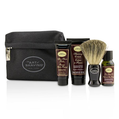 Starter Kit - Sandalwood: Pre Shave Oil + Shaving Cream + After Shave Balm + Brush + Bag - 4pcs + 1Bag