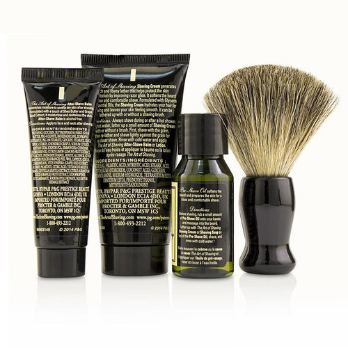 Starter Kit - Unscented: Pre Shave Oil + Shaving Cream + After Shave Balm + Brush + Bag - 4pcs + 1 Bag