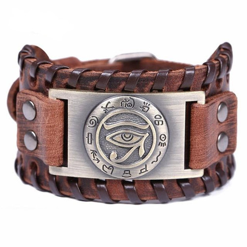 Eye of Horus Genuine Leather Strap Bracelet