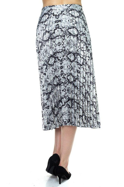 Pleated Snake Print Skirt