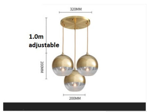 LukLoy Kitchen Island Lamps Gold Silver Glass Ball Bar Counter Pendant Lights Dining Table Hanging Lights Suspension Lighting