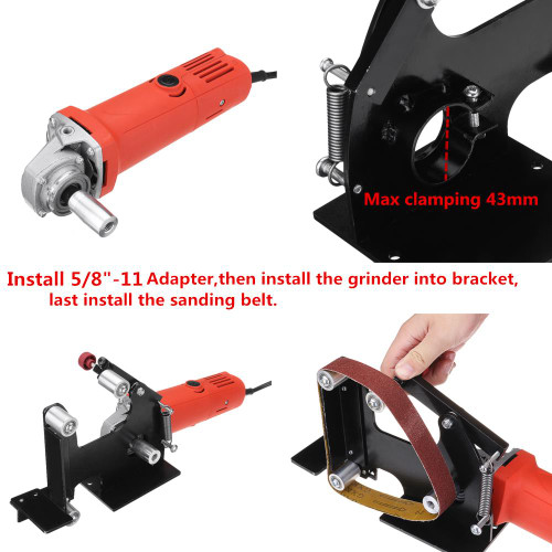 Drillpro Angle Grinder Belt Sander Attachment Metal Wood Sanding Belt Adapter Use 5/8 Inch Thread Spindle Angle Grinder