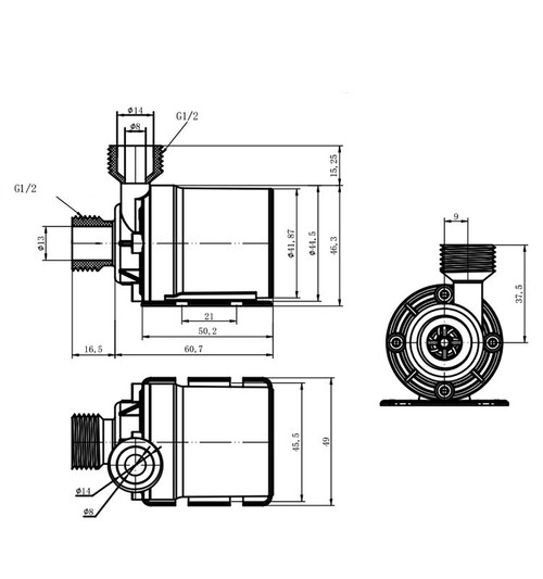 Excellway® 800L/H 5M DC 12V/24V Solar Heating Water Circulation Water Pump Submersibles Water Pumps