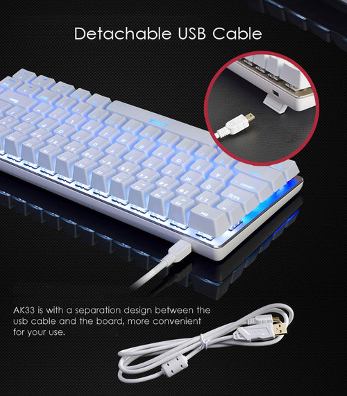 AJazz AK33 82 Keys Mechanical Gaming Keyboard RGB Backlit Detachable USB Wired Gaming Keyboard
